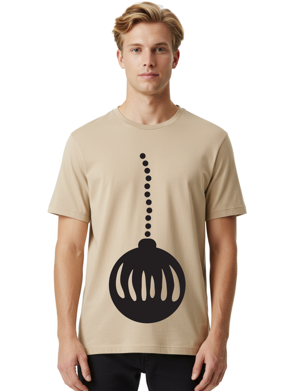 Black-Christmas-Ornament Men'S Graphic Tee, 100% Cotton, Comfortable Casual Summer Wear, Machine Washable, Chandelier, Luxury Lighting, Modern Decor, Stylish Fixture, Elegant Design, Sophisticated Ambiance, High-End Interior Aac518