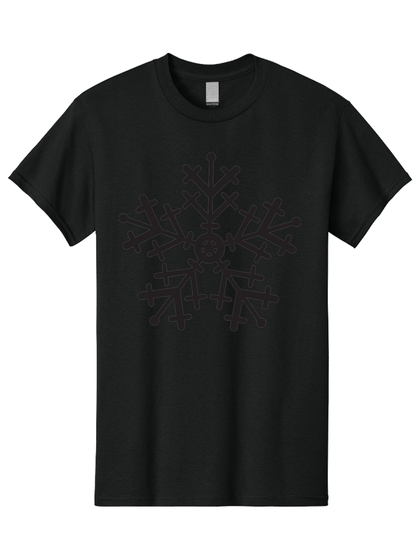 Black-Snowflake Men'S Graphic Tee, 100% Cotton, Comfortable Casual Summer Wear, Machine Washable, Snowflake Design, Winter Wonderland, Frosty Pattern, Symmetrical Shape, Icy Charm, Festive Decoration, Seasonal Symbol, Cold Weather Aac520