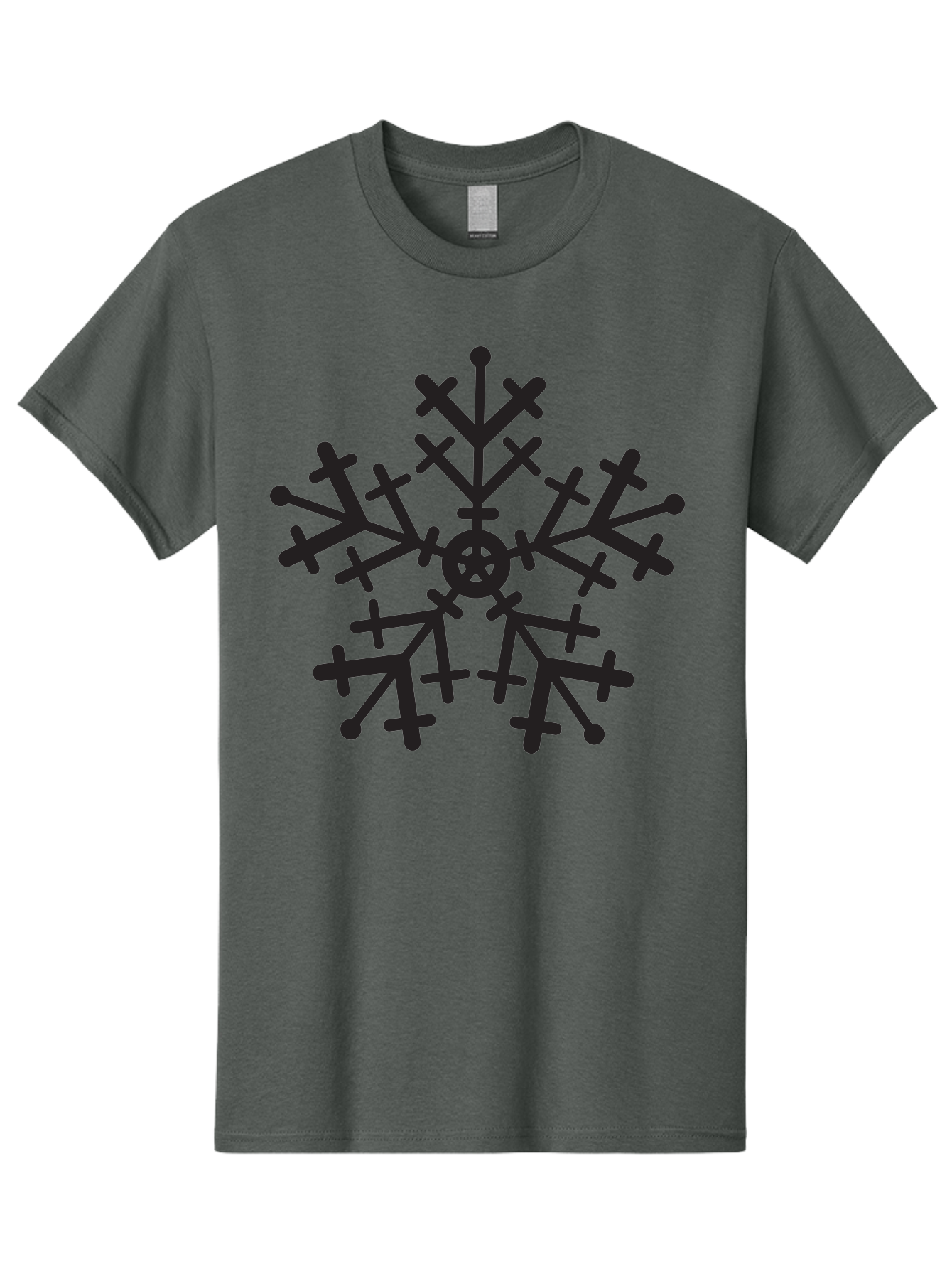 Black-Snowflake Men'S Graphic Tee, 100% Cotton, Comfortable Casual Summer Wear, Machine Washable, Snowflake Design, Winter Wonderland, Frosty Pattern, Symmetrical Shape, Icy Charm, Festive Decoration, Seasonal Symbol, Cold Weather Aac520