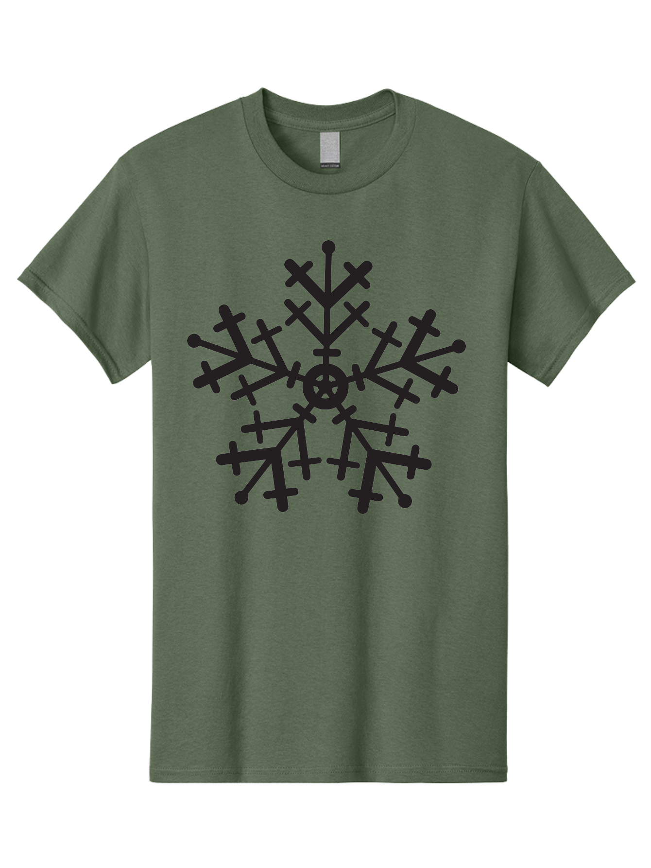 Black-Snowflake Men'S Graphic Tee, 100% Cotton, Comfortable Casual Summer Wear, Machine Washable, Snowflake Design, Winter Wonderland, Frosty Pattern, Symmetrical Shape, Icy Charm, Festive Decoration, Seasonal Symbol, Cold Weather Aac520