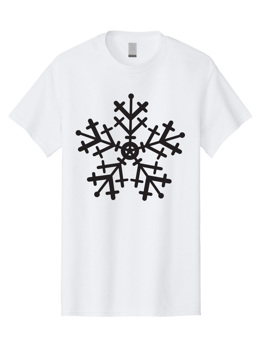 Black-Snowflake Men'S Graphic Tee, 100% Cotton, Comfortable Casual Summer Wear, Machine Washable, Snowflake Design, Winter Wonderland, Frosty Pattern, Symmetrical Shape, Icy Charm, Festive Decoration, Seasonal Symbol, Cold Weather Aac520