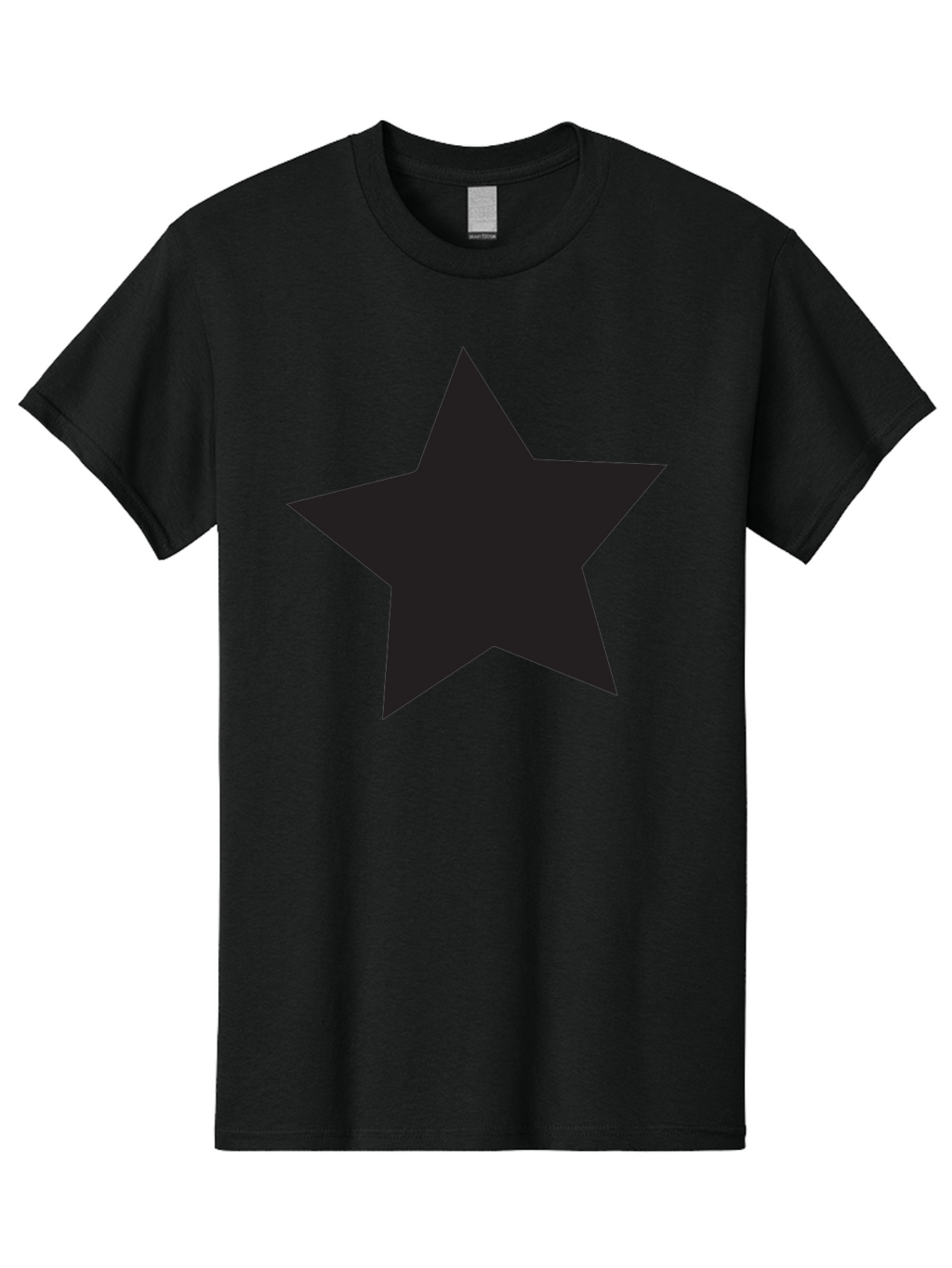 Black-Star Men'S Graphic Tee, 100% Cotton, Comfortable Casual Summer Wear, Machine Washable, Five-Pointed Star, Black Star, Bold Graphic, Simple Design, Minimalist Style, Star Symbol, Iconic Shape Aac522