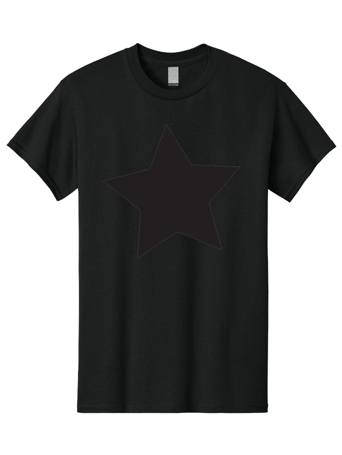 Black-Star Men'S Graphic Tee, 100% Cotton, Comfortable Casual Summer Wear, Machine Washable, Five-Pointed Star, Black Star, Bold Graphic, Simple Design, Minimalist Style, Star Symbol, Iconic Shape Aac522