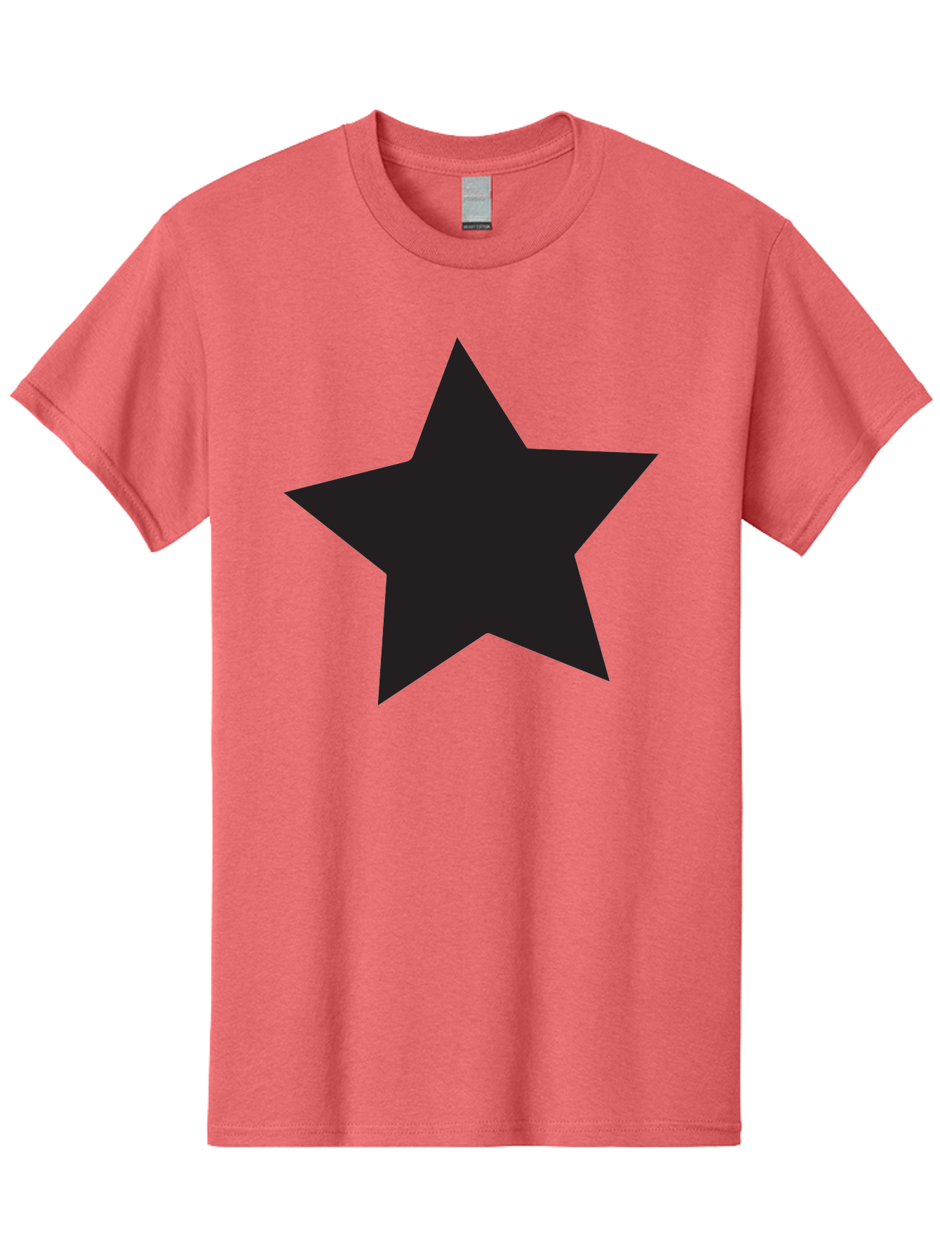 Black-Star Men'S Graphic Tee, 100% Cotton, Comfortable Casual Summer Wear, Machine Washable, Five-Pointed Star, Black Star, Bold Graphic, Simple Design, Minimalist Style, Star Symbol, Iconic Shape Aac522
