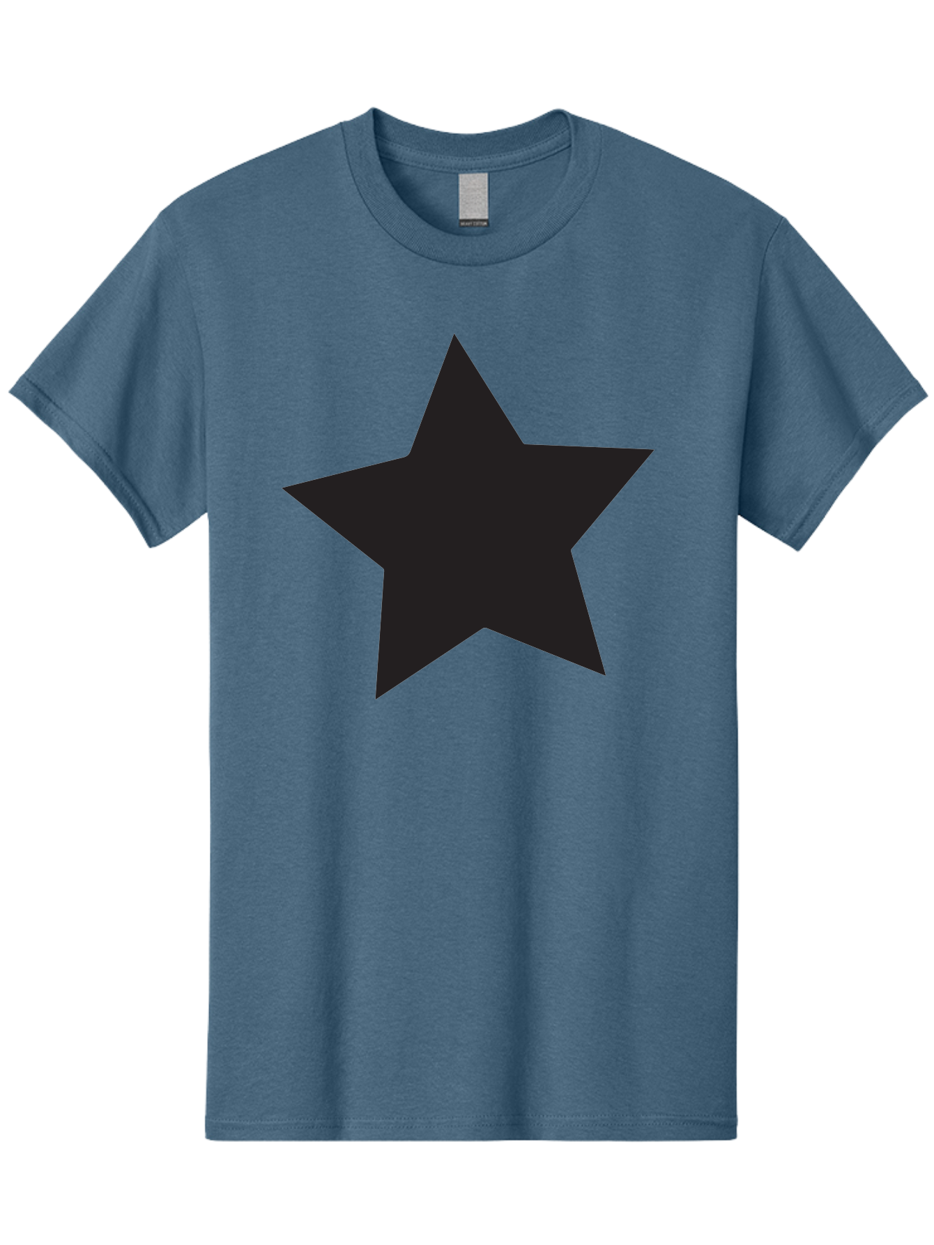 Black-Star Men'S Graphic Tee, 100% Cotton, Comfortable Casual Summer Wear, Machine Washable, Five-Pointed Star, Black Star, Bold Graphic, Simple Design, Minimalist Style, Star Symbol, Iconic Shape Aac522
