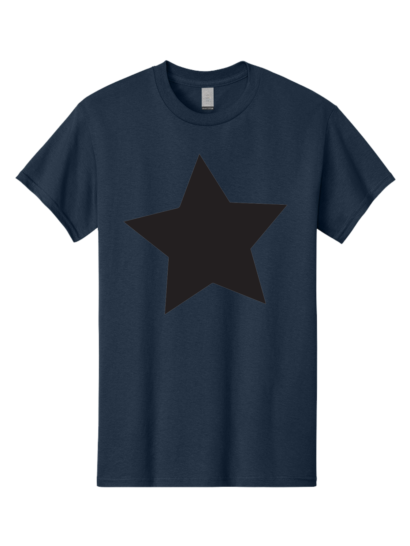 Black-Star Men'S Graphic Tee, 100% Cotton, Comfortable Casual Summer Wear, Machine Washable, Five-Pointed Star, Black Star, Bold Graphic, Simple Design, Minimalist Style, Star Symbol, Iconic Shape Aac522