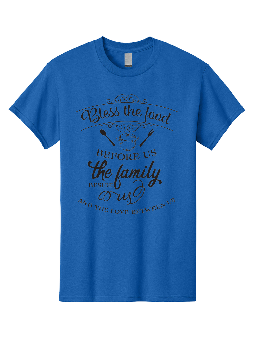 Bless-The-Food Men'S Graphic Tee, 100% Cotton, Comfortable Casual Summer Wear, Machine Washable, Family Dinner Quote, Blessing Before Meal, Gratitude, Love, Family Bonding, Kitchen Decor, Inspirational Quote, Cooking Together, Dinner Time, Aac523