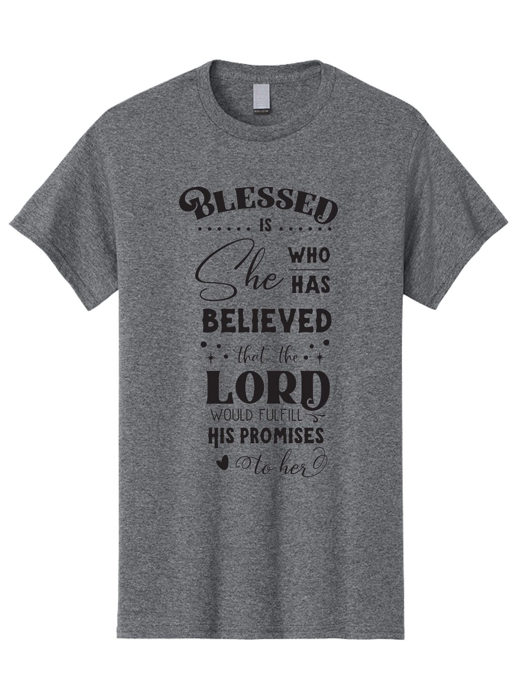 Blessed-Is-She Men'S Graphic Tee, 100% Cotton, Comfortable Casual Summer Wear, Machine Washable, Inspirational Quote, Motivational Saying, Faith-Based Message, Encouraging Words, Spiritual Guidance, Empowerment For Women, Christian Values, Aac528