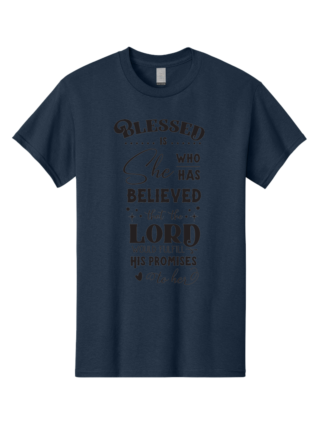 Blessed-Is-She Men'S Graphic Tee, 100% Cotton, Comfortable Casual Summer Wear, Machine Washable, Inspirational Quote, Motivational Saying, Faith-Based Message, Encouraging Words, Spiritual Guidance, Empowerment For Women, Christian Values, Aac528