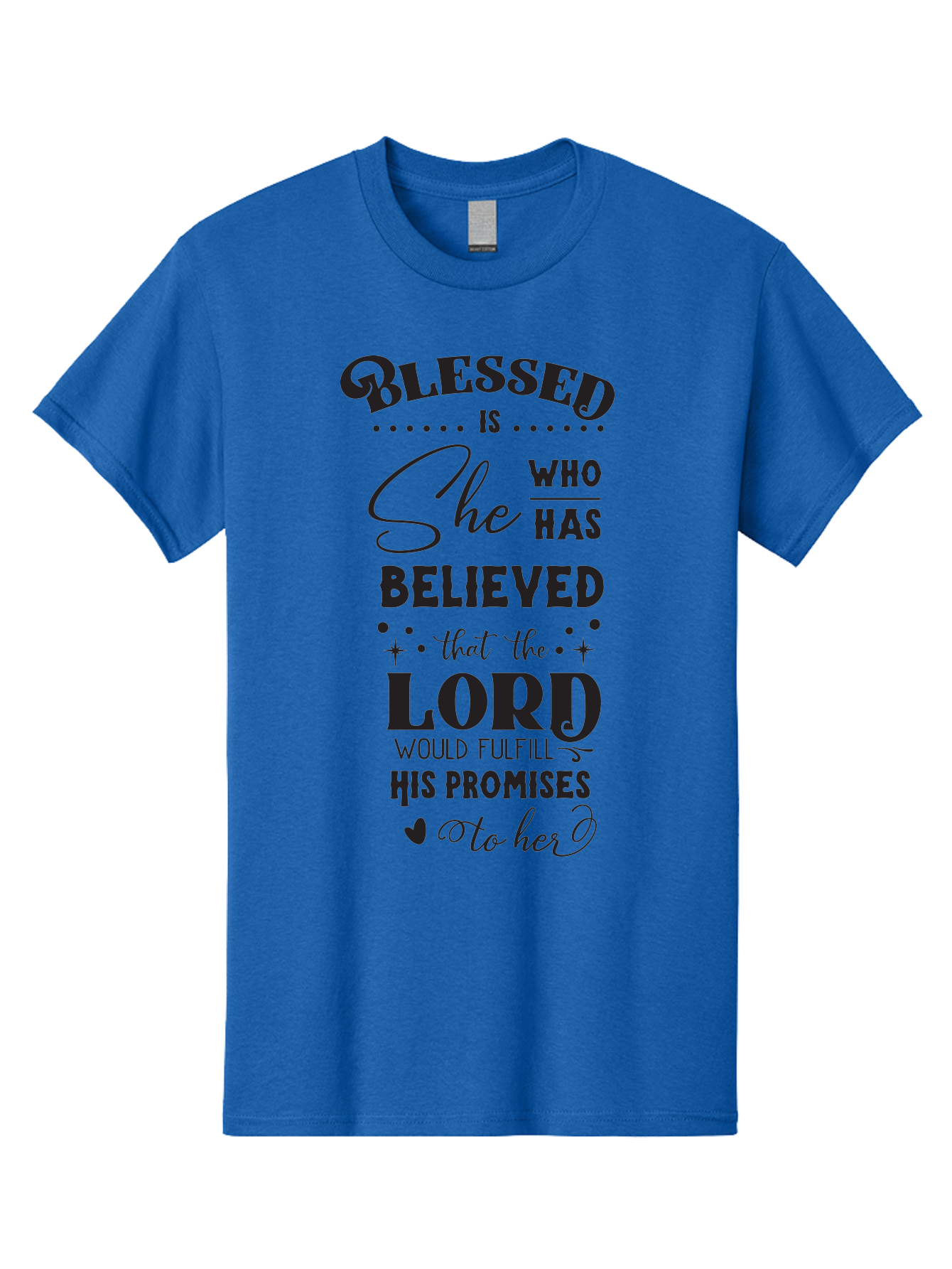 Blessed-Is-She Men'S Graphic Tee, 100% Cotton, Comfortable Casual Summer Wear, Machine Washable, Inspirational Quote, Motivational Saying, Faith-Based Message, Encouraging Words, Spiritual Guidance, Empowerment For Women, Christian Values, Aac528