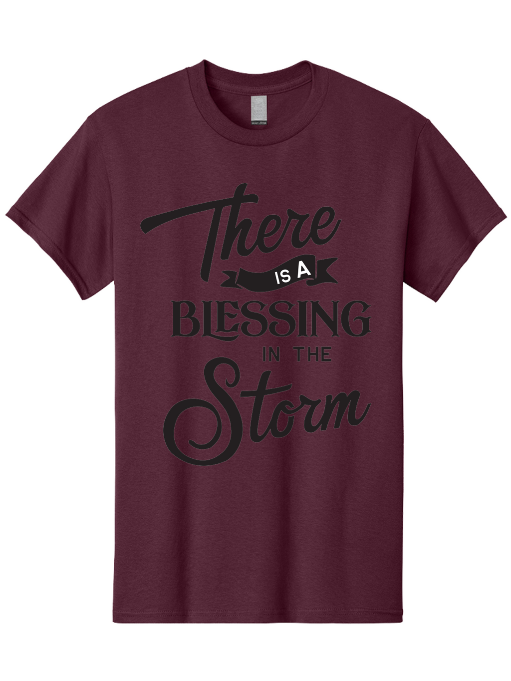 Blessing-In-The-Storm Men'S Graphic Tee, 100% Cotton, Comfortable Casual Summer Wear, Machine Washable, Inspirational Quote, Motivational Message, Blessing In The Storm, Uplifting Words, Positive Affirmation, Faith, Perseverance, Aac530
