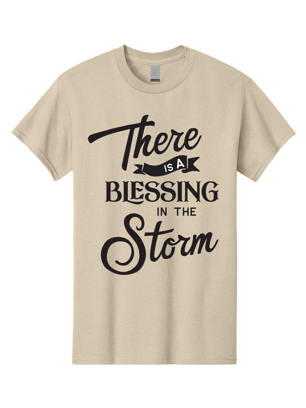 Blessing-In-The-Storm Men'S Graphic Tee, 100% Cotton, Comfortable Casual Summer Wear, Machine Washable, Inspirational Quote, Motivational Message, Blessing In The Storm, Uplifting Words, Positive Affirmation, Faith, Perseverance, Aac530
