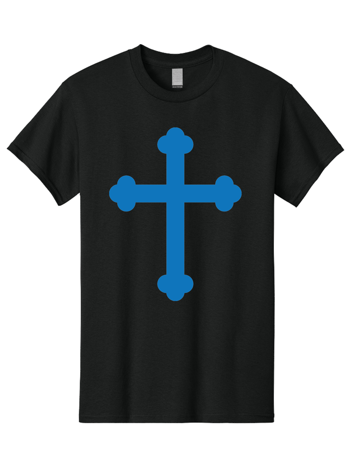 Blue-Cross Men'S Graphic Tee, 100% Cotton, Comfortable Casual Summer Wear, Machine Washable, Blue Cross, Heraldic Symbol, Christian Cross, Potent Cross, Symbolic Imagery, Faith Representation, Graphic Design Element, Symbolic Graphic Aac534