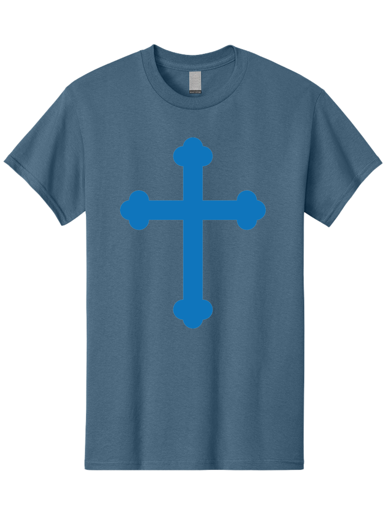 Blue-Cross Men'S Graphic Tee, 100% Cotton, Comfortable Casual Summer Wear, Machine Washable, Blue Cross, Heraldic Symbol, Christian Cross, Potent Cross, Symbolic Imagery, Faith Representation, Graphic Design Element, Symbolic Graphic Aac534
