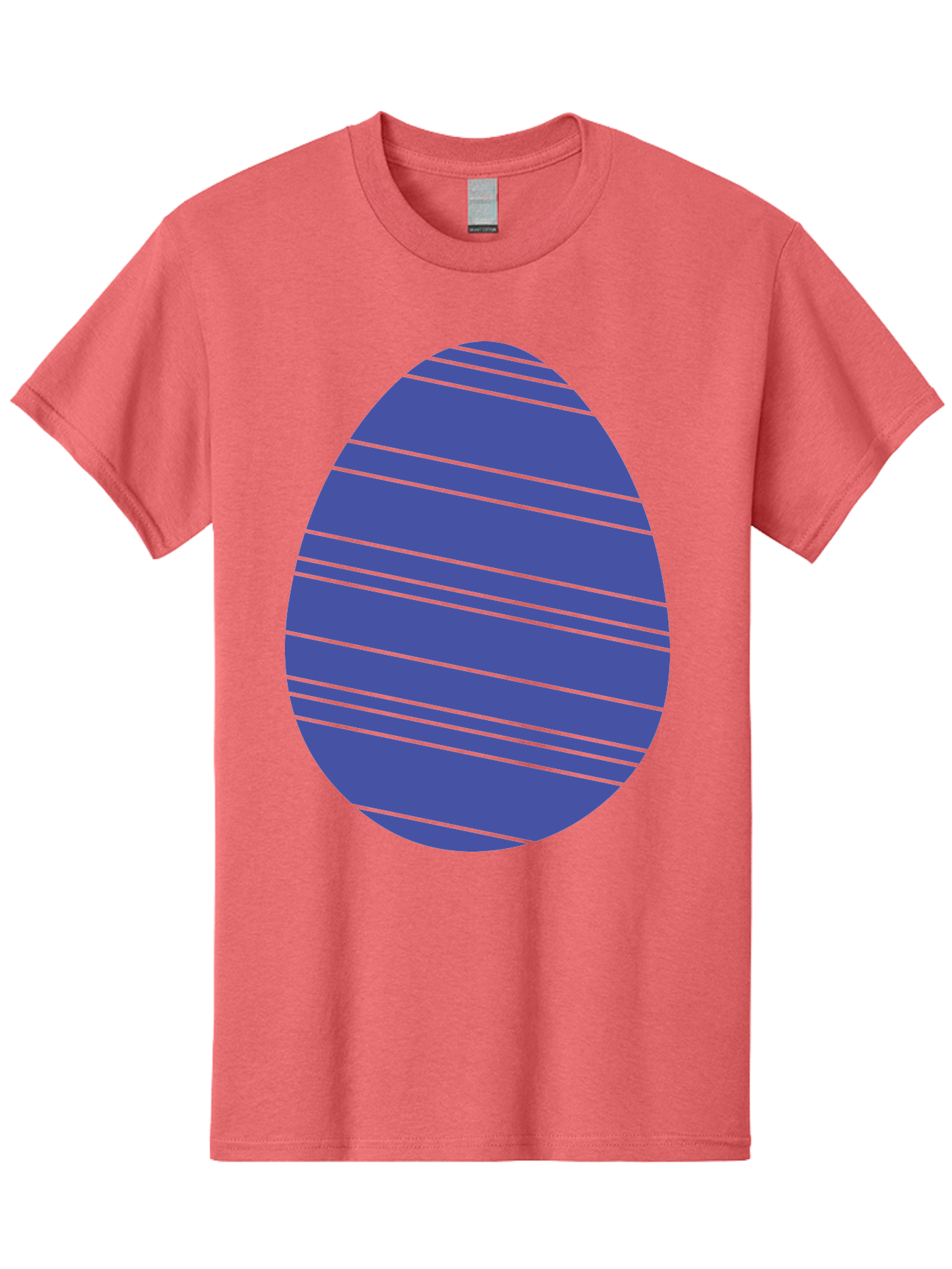 Blue-Easter-Egg Men'S Graphic Tee, 100% Cotton, Comfortable Casual Summer Wear, Machine Washable, Blue Oval Shape, Diagonal Stripes, Striped Pattern, Graphic Design, Abstract Art, Vibrant Colors, Modern Illustration Aac535