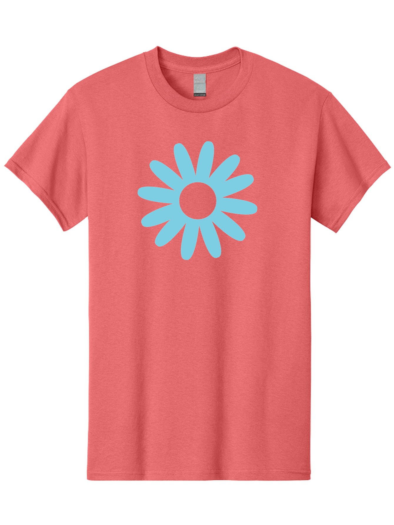 Blue-Flower Men'S Graphic Tee, 100% Cotton, Comfortable Casual Summer Wear, Machine Washable, Blue Flower, Simple Design, Minimalist Art, Floral Pattern, Light Blue Petals, Abstract Flower, Modern Graphics Aac536