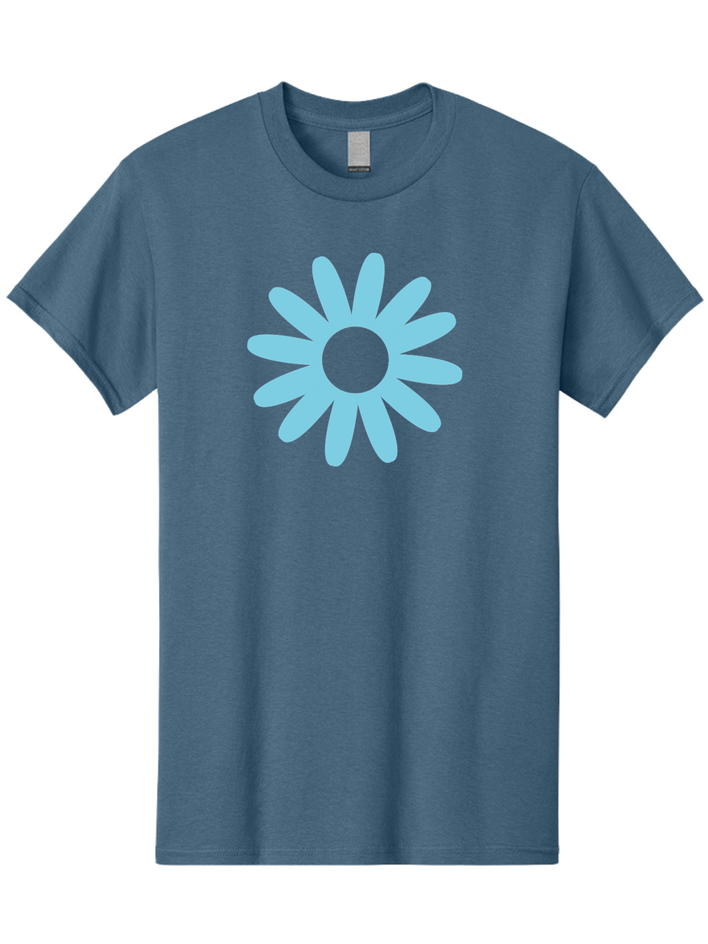 Blue-Flower Men'S Graphic Tee, 100% Cotton, Comfortable Casual Summer Wear, Machine Washable, Blue Flower, Simple Design, Minimalist Art, Floral Pattern, Light Blue Petals, Abstract Flower, Modern Graphics Aac536