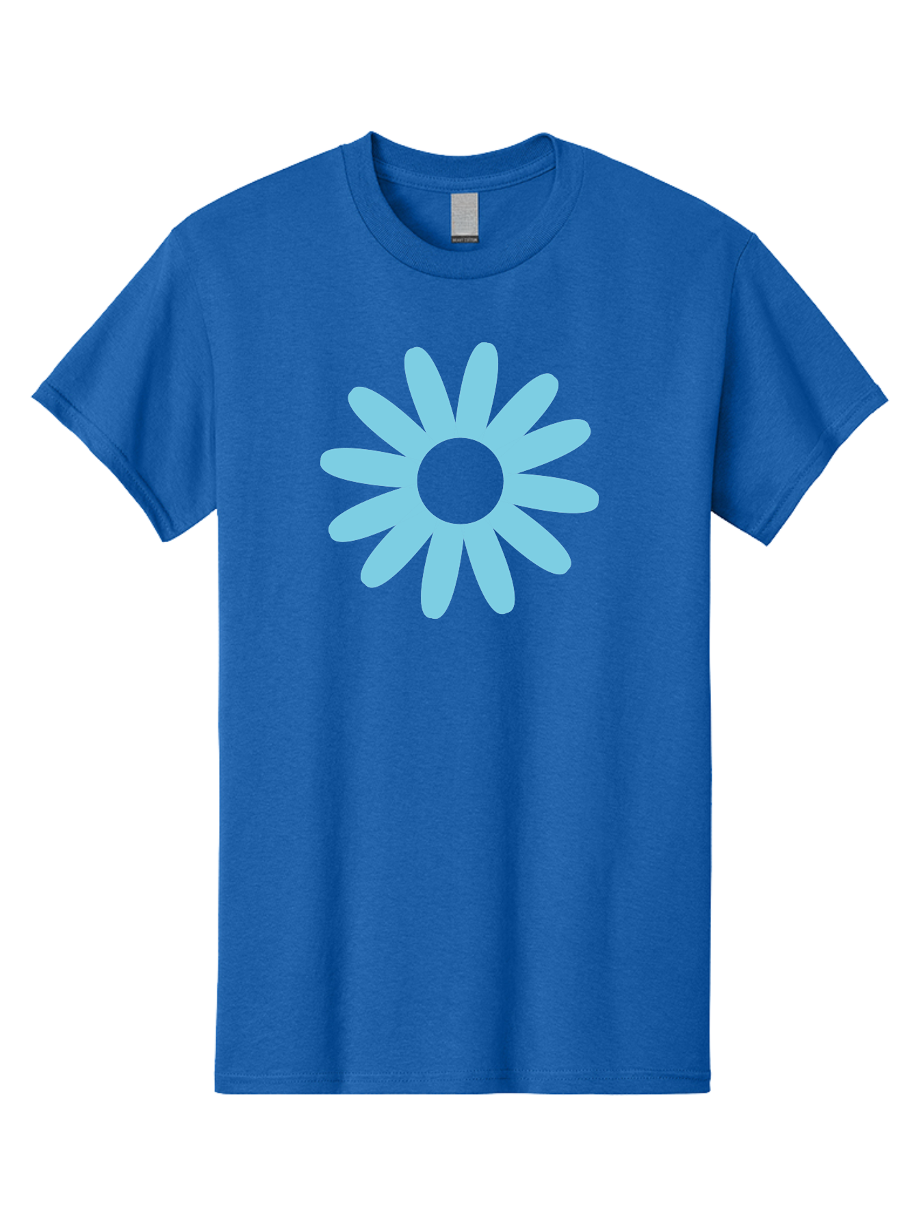 Blue-Flower Men'S Graphic Tee, 100% Cotton, Comfortable Casual Summer Wear, Machine Washable, Blue Flower, Simple Design, Minimalist Art, Floral Pattern, Light Blue Petals, Abstract Flower, Modern Graphics Aac536