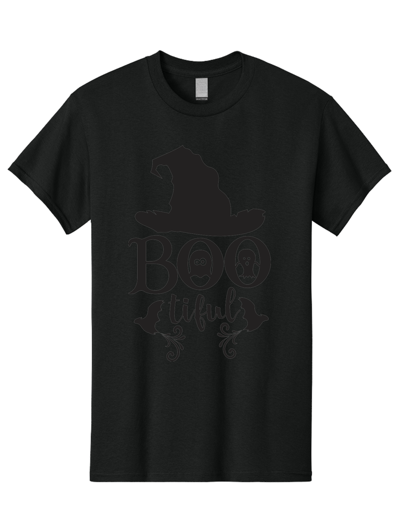 Boo-Tiful Men'S Graphic Tee, 100% Cotton, Comfortable Casual Summer Wear, Machine Washable, Halloween Design, Witch Hat, Ghostly Figures, Boo Tiful, Spooky Decor, Halloween Theme, Gothic Style, Mystical Vibes, Halloween Graphics Aac538