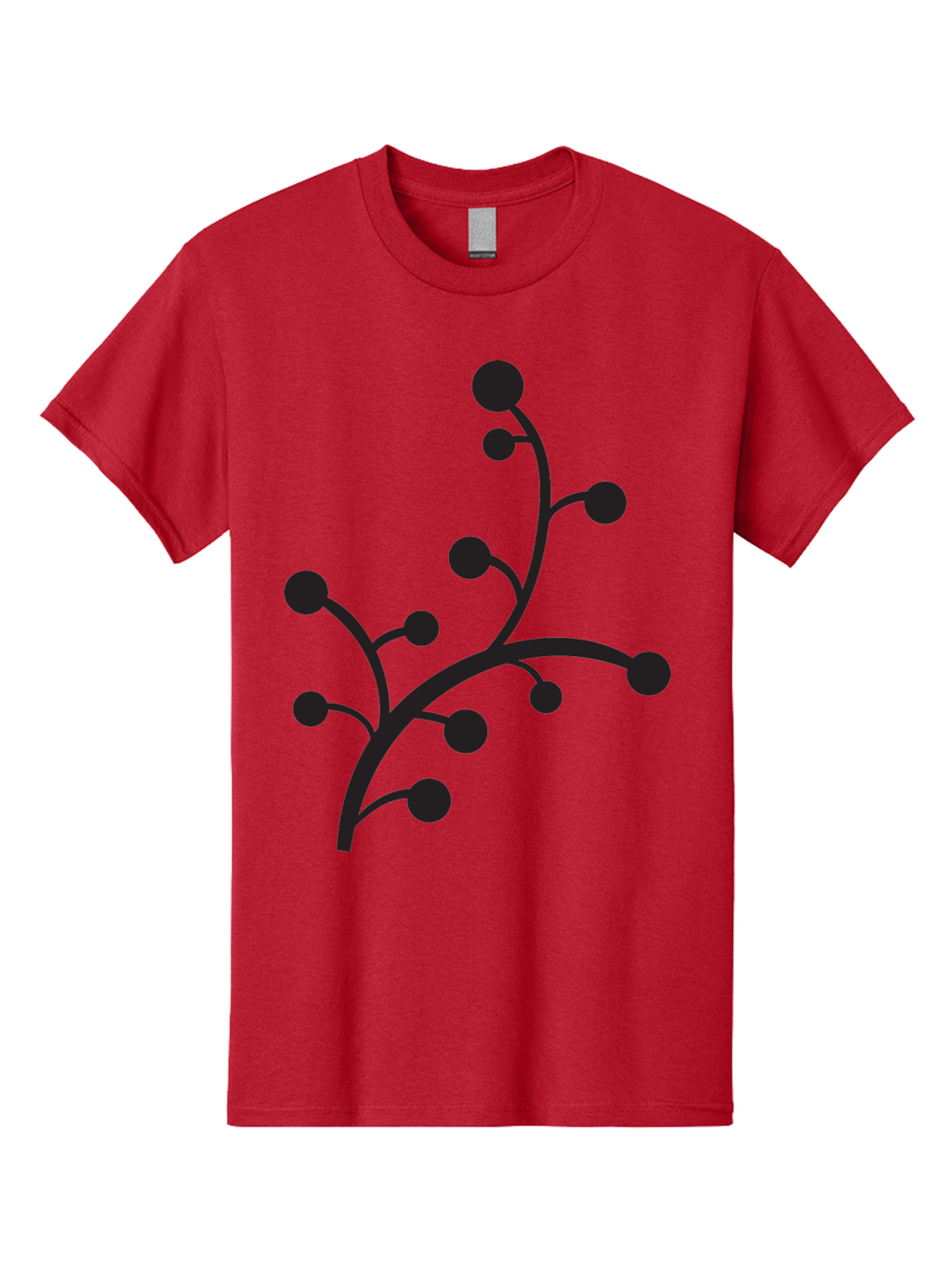 Branched-Stem Men'S Graphic Tee, 100% Cotton, Comfortable Casual Summer Wear, Machine Washable, Mistletoe Silhouette, Minimalist Design, Black And Green Color Scheme, Festive Decor, Holiday Icon, Christmas Symbol, Simple Graphics, Aac543