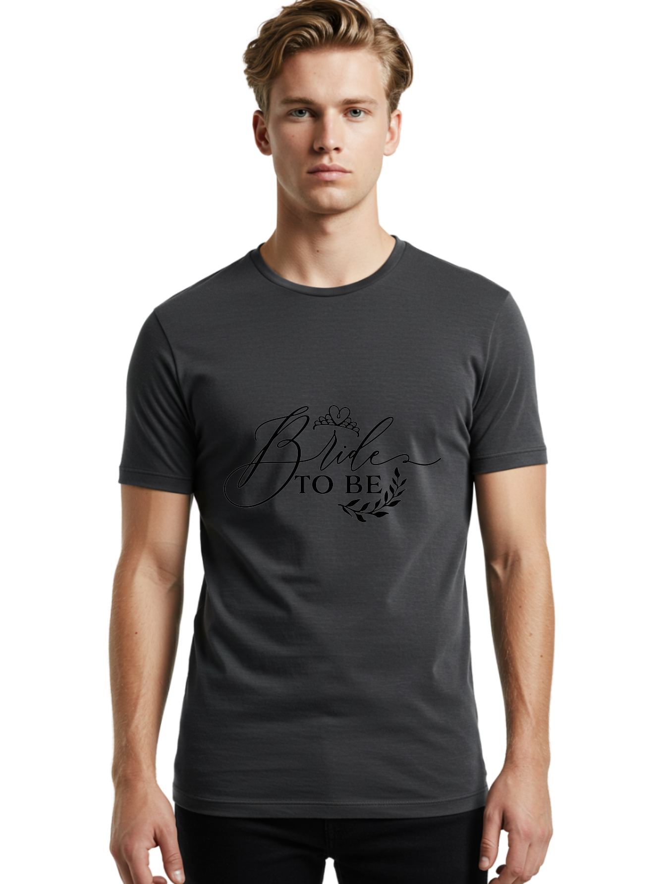 Bride-To-Be Men'S Graphic Tee, 100% Cotton, Comfortable Casual Summer Wear, Machine Washable, Bridal Party, Wedding Decorations, Bachelorette Party, Bridesmaid Gifts, Wedding Accessories, Tiara, Laurel Leaves, Bridal Shower Aac545