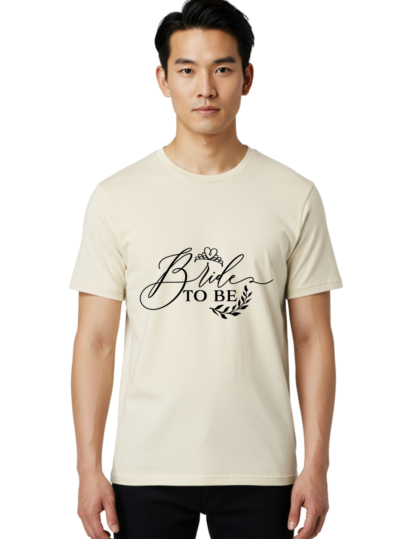 Bride-To-Be Men'S Graphic Tee, 100% Cotton, Comfortable Casual Summer Wear, Machine Washable, Bridal Party, Wedding Decorations, Bachelorette Party, Bridesmaid Gifts, Wedding Accessories, Tiara, Laurel Leaves, Bridal Shower Aac545