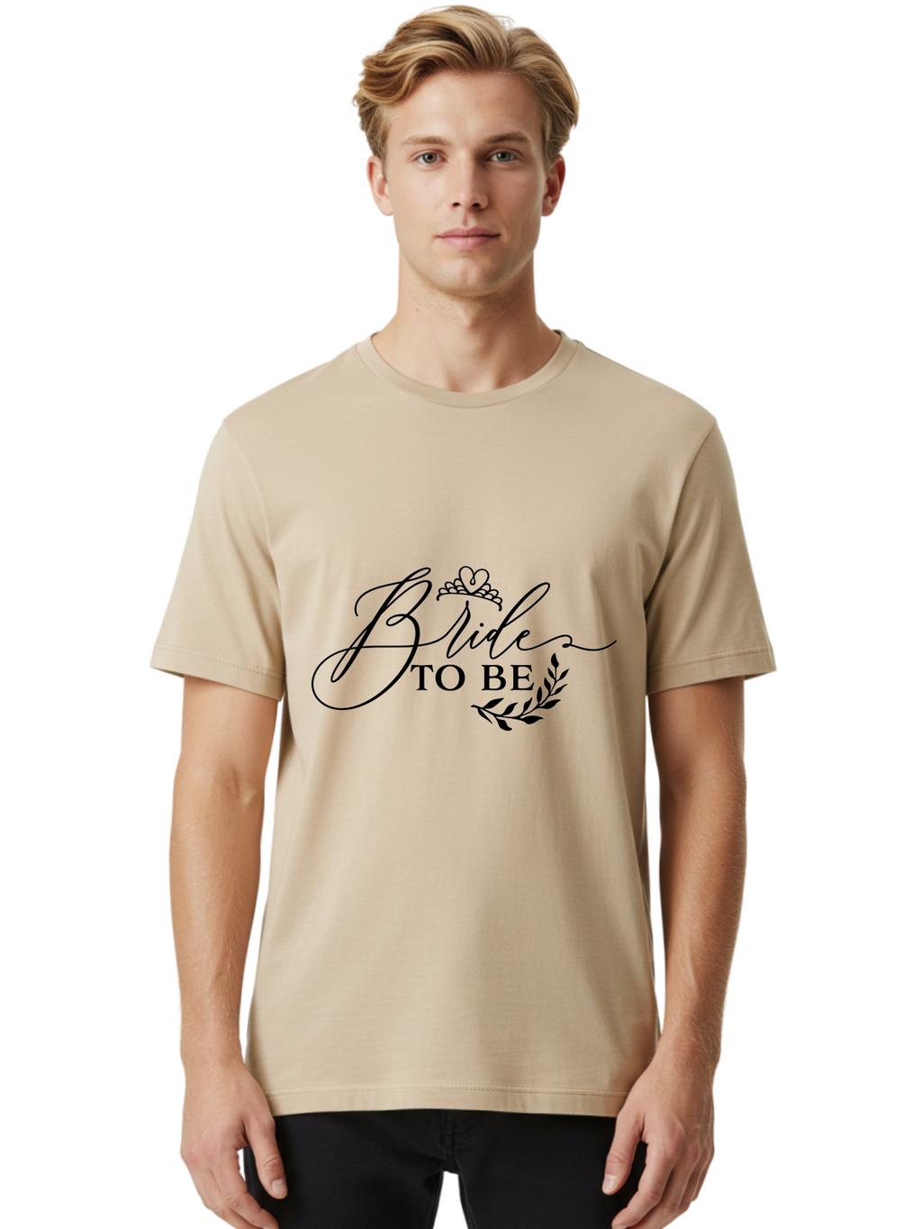 Bride-To-Be Men'S Graphic Tee, 100% Cotton, Comfortable Casual Summer Wear, Machine Washable, Bridal Party, Wedding Decorations, Bachelorette Party, Bridesmaid Gifts, Wedding Accessories, Tiara, Laurel Leaves, Bridal Shower Aac545