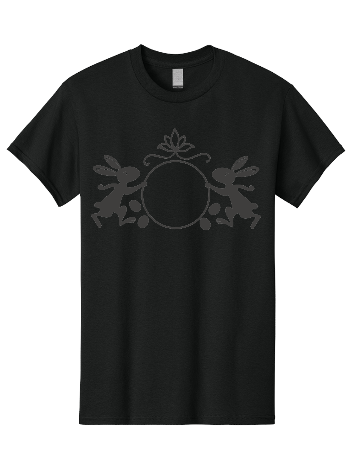 Bunnies-And-Eggs-Frame Men'S Graphic Tee, 100% Cotton, Comfortable Casual Summer Wear, Machine Washable, Easter Bunnies, Holding Circle, Eggs, Floral Decor, Spring Theme, Easter Eggs, Bunny Silhouette, Pastel Colors, Easter Decoration Aac548