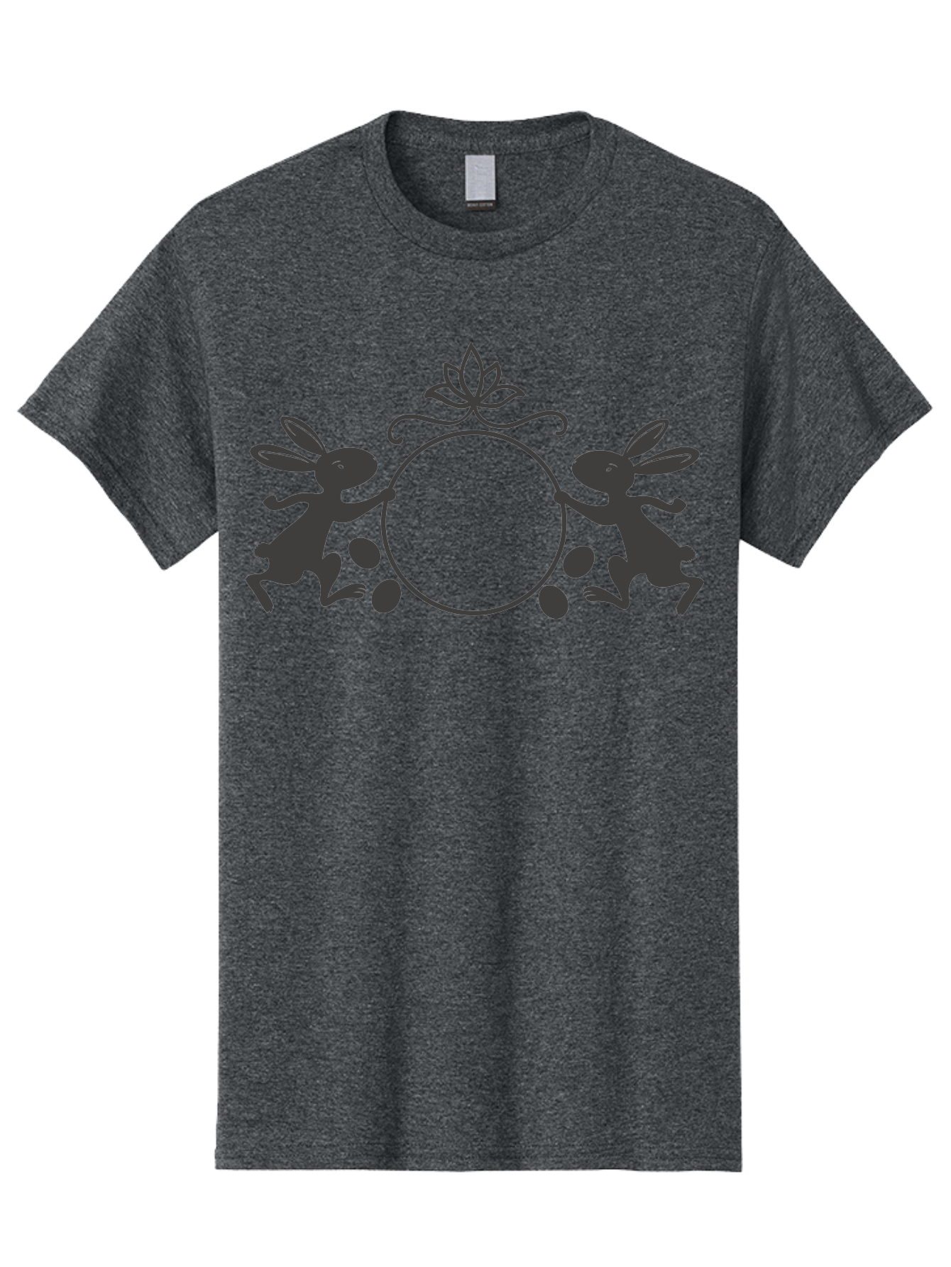 Bunnies-And-Eggs-Frame Men'S Graphic Tee, 100% Cotton, Comfortable Casual Summer Wear, Machine Washable, Easter Bunnies, Holding Circle, Eggs, Floral Decor, Spring Theme, Easter Eggs, Bunny Silhouette, Pastel Colors, Easter Decoration Aac548