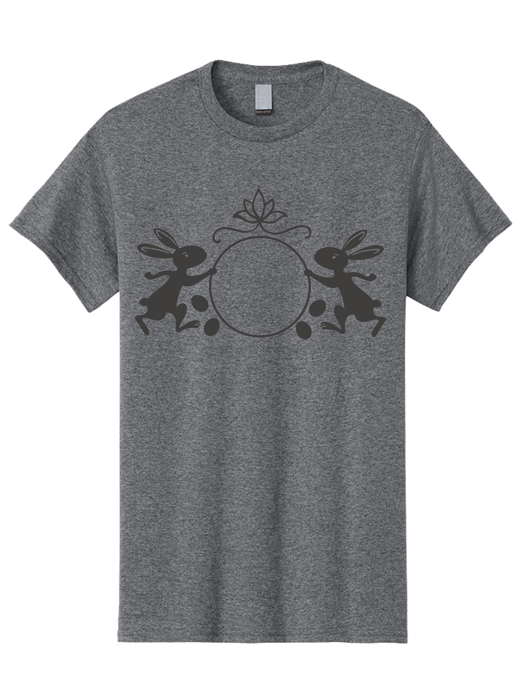 Bunnies-And-Eggs-Frame Men'S Graphic Tee, 100% Cotton, Comfortable Casual Summer Wear, Machine Washable, Easter Bunnies, Holding Circle, Eggs, Floral Decor, Spring Theme, Easter Eggs, Bunny Silhouette, Pastel Colors, Easter Decoration Aac548