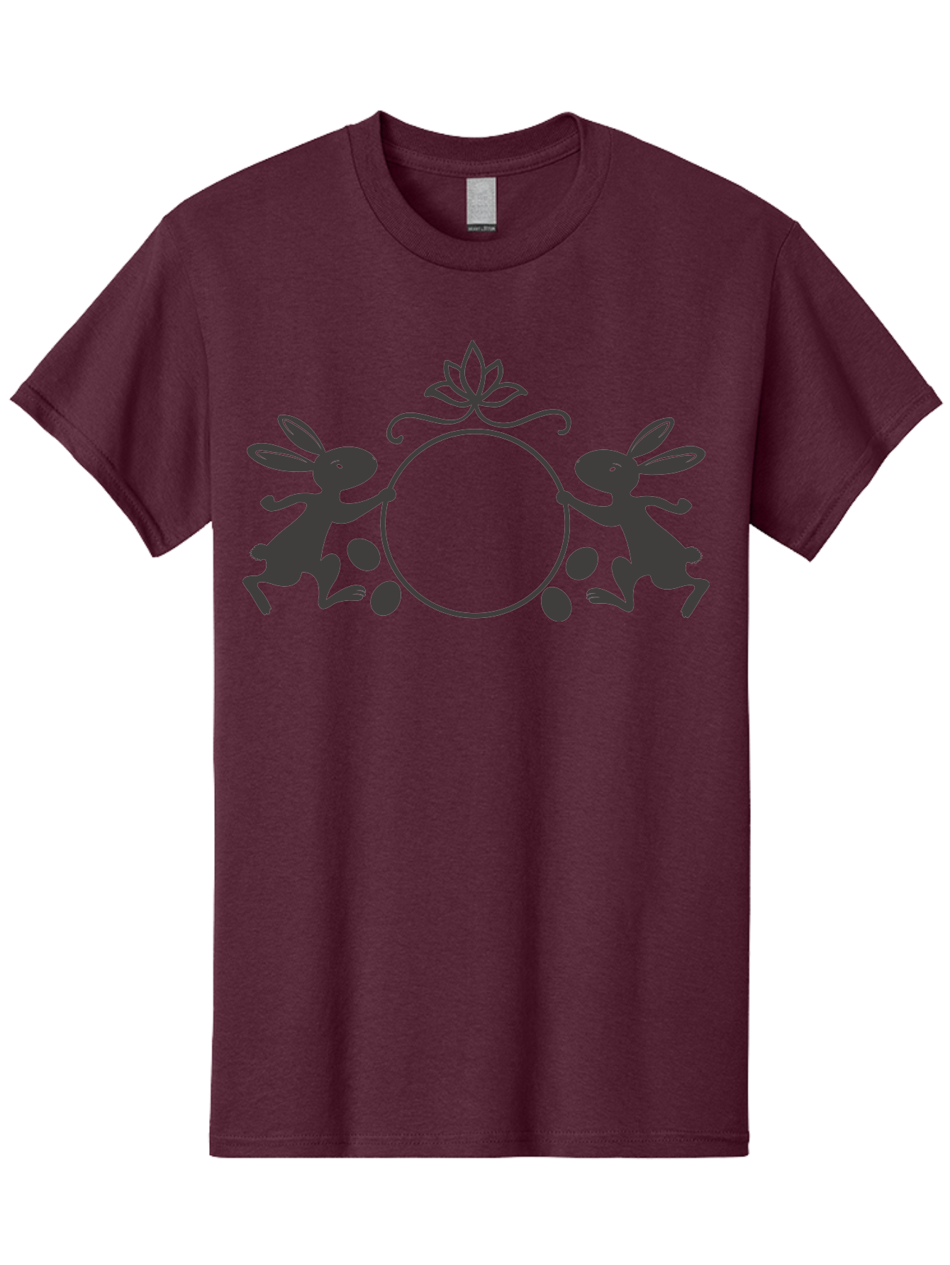 Bunnies-And-Eggs-Frame Men'S Graphic Tee, 100% Cotton, Comfortable Casual Summer Wear, Machine Washable, Easter Bunnies, Holding Circle, Eggs, Floral Decor, Spring Theme, Easter Eggs, Bunny Silhouette, Pastel Colors, Easter Decoration Aac548