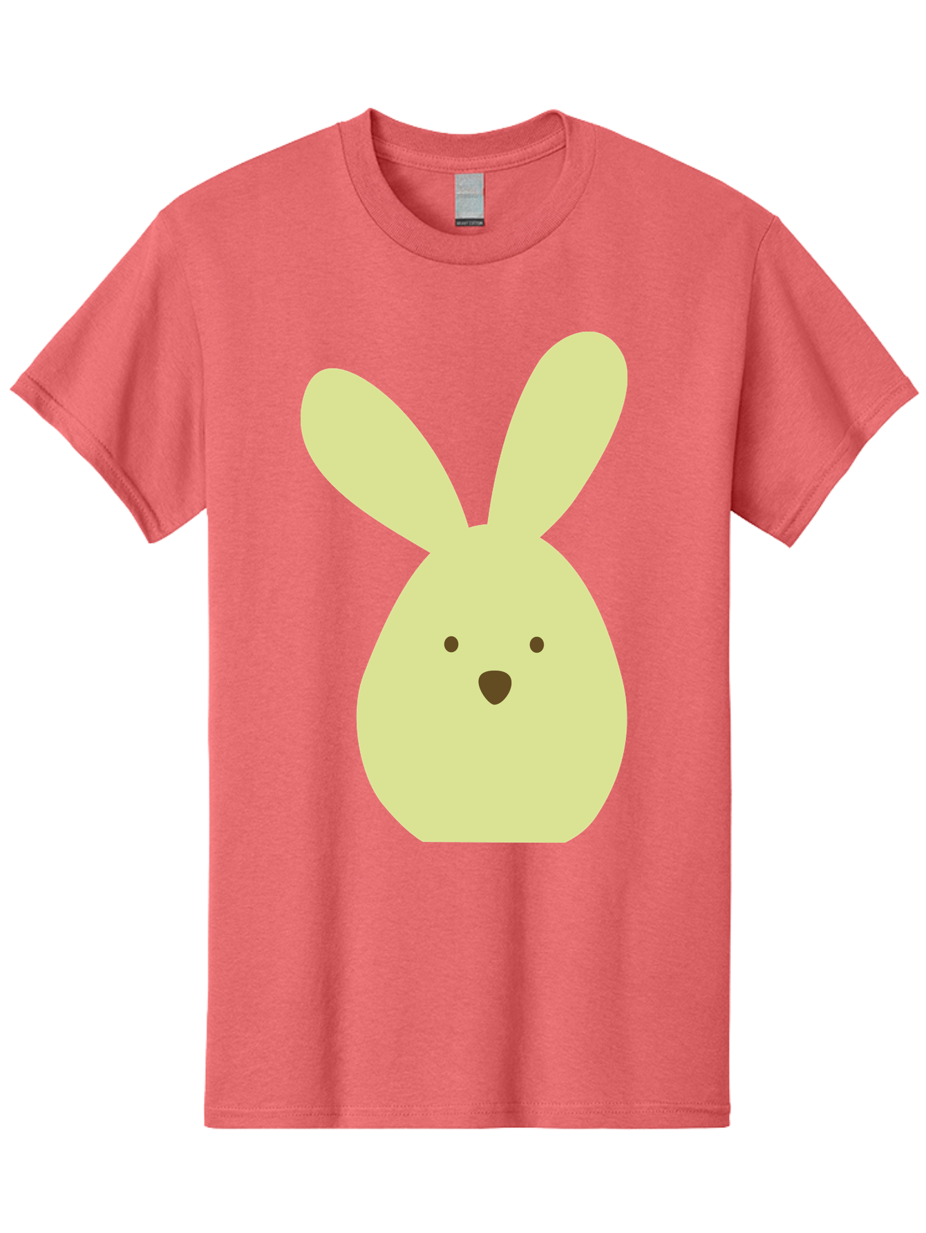 Bunny-Face Men'S Graphic Tee, 100% Cotton, Comfortable Casual Summer Wear, Machine Washable, Cartoon Bunny, Easter Bunny, Cute, Simple Design, Childrens Illustration, Rabbit Face, Brown Nose, Pale Yellow, Digital Art Aac549