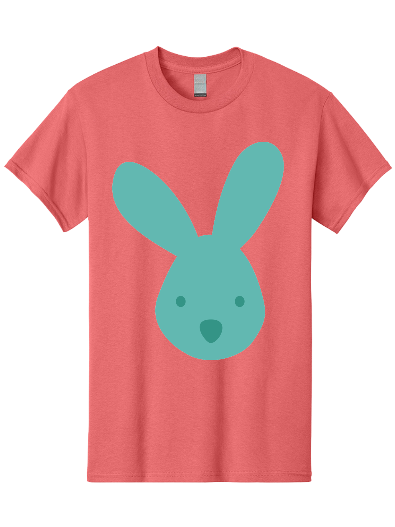 Bunny-Head Men'S Graphic Tee, 100% Cotton, Comfortable Casual Summer Wear, Machine Washable, Cartoon Bunny, Teal Rabbit, Simple Design, Cute Face, Digital Illustration, Easter Theme, Minimalist Art, Pastel Colors Aac550
