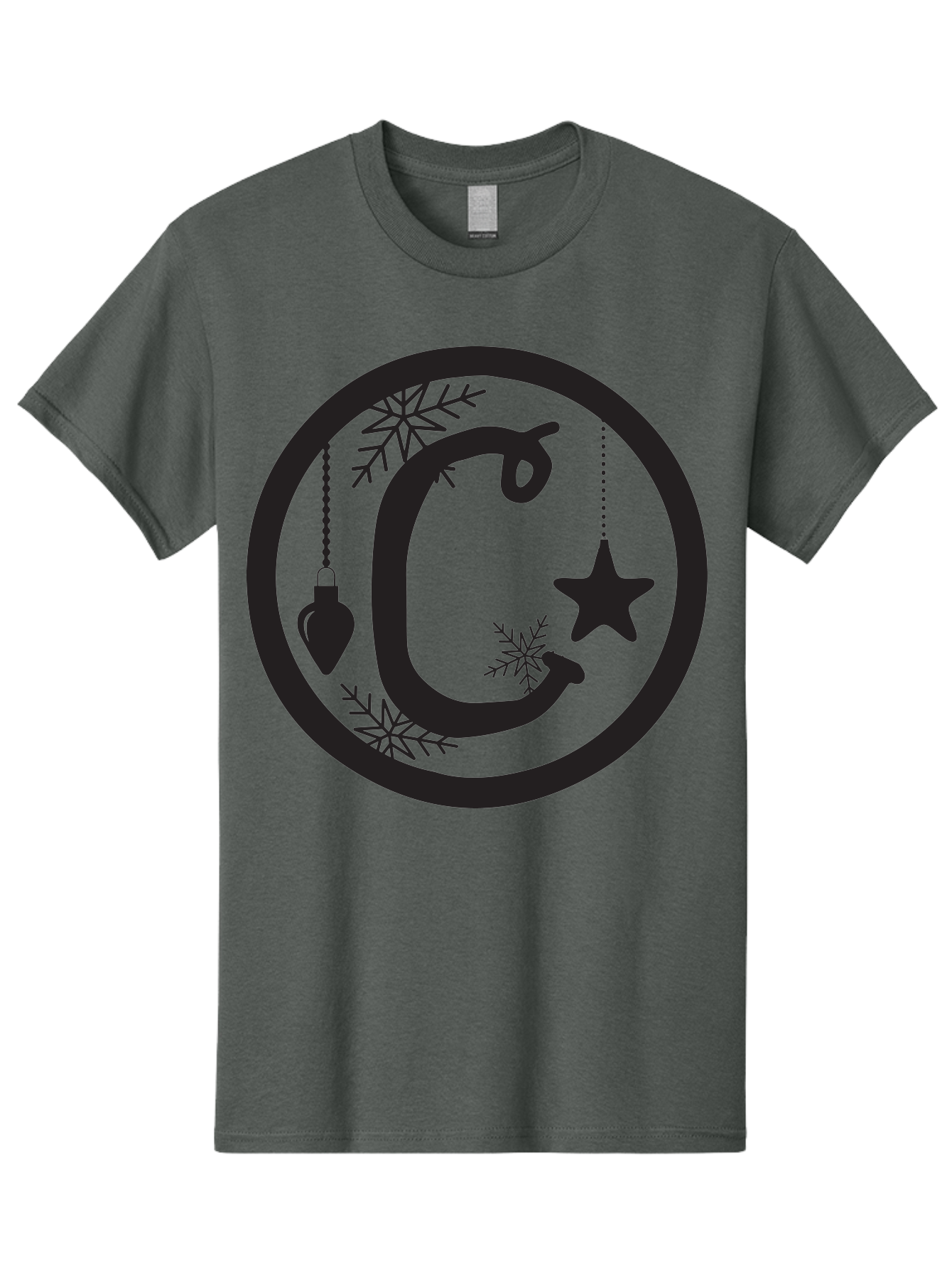C Men'S Graphic Tee, 100% Cotton, Comfortable Casual Summer Wear, Machine Washable, Christmas Ornaments, Hanging Decorations, Christmas Tree, Festive Season, Holiday Decor, Winter Wonderland, Snowflakes, Christmas Star, Bauble, Christmas Theme Aac557