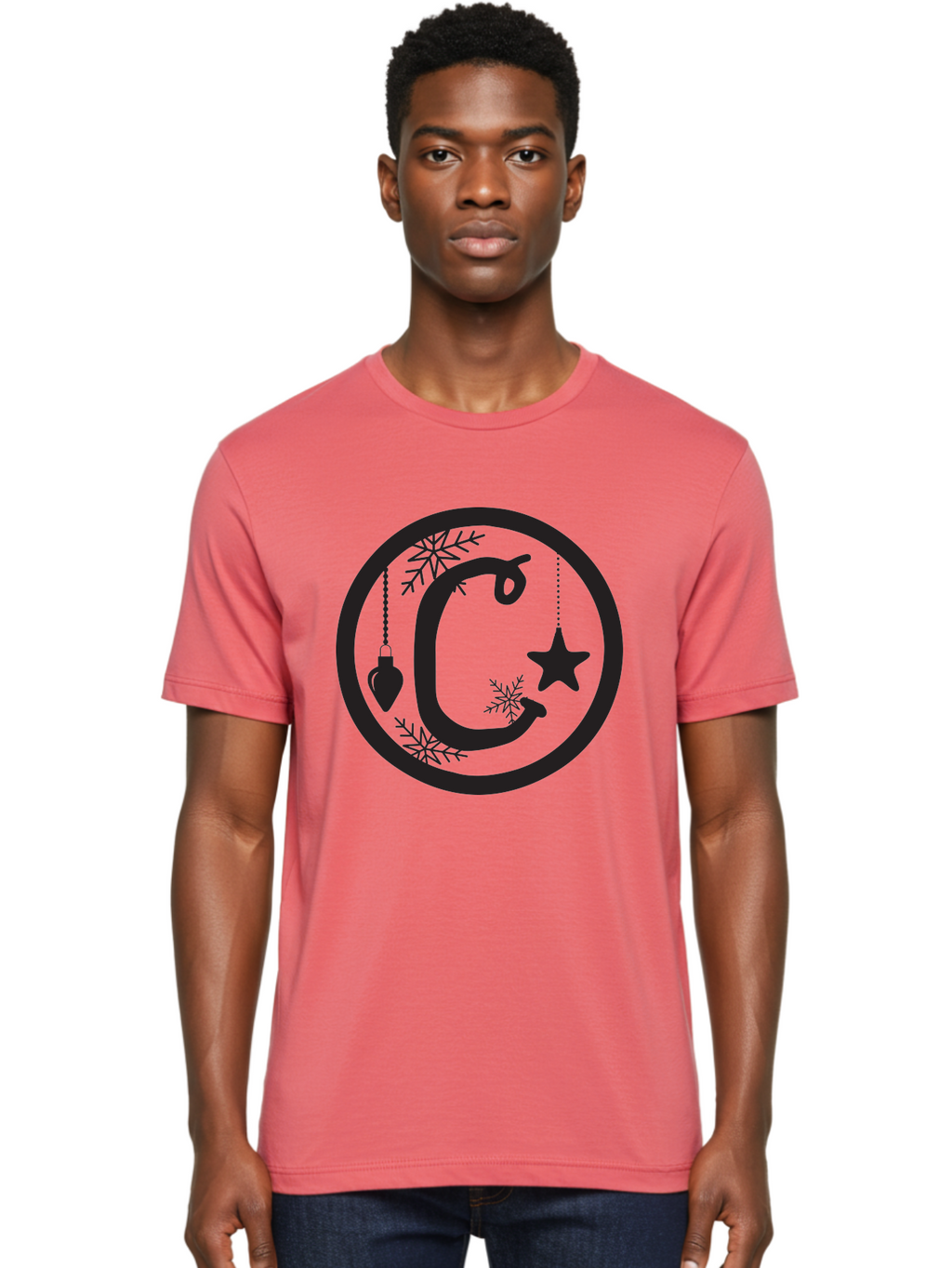 C Men'S Graphic Tee, 100% Cotton, Comfortable Casual Summer Wear, Machine Washable, Christmas Ornaments, Hanging Decorations, Christmas Tree, Festive Season, Holiday Decor, Winter Wonderland, Snowflakes, Christmas Star, Bauble, Christmas Theme Aac557
