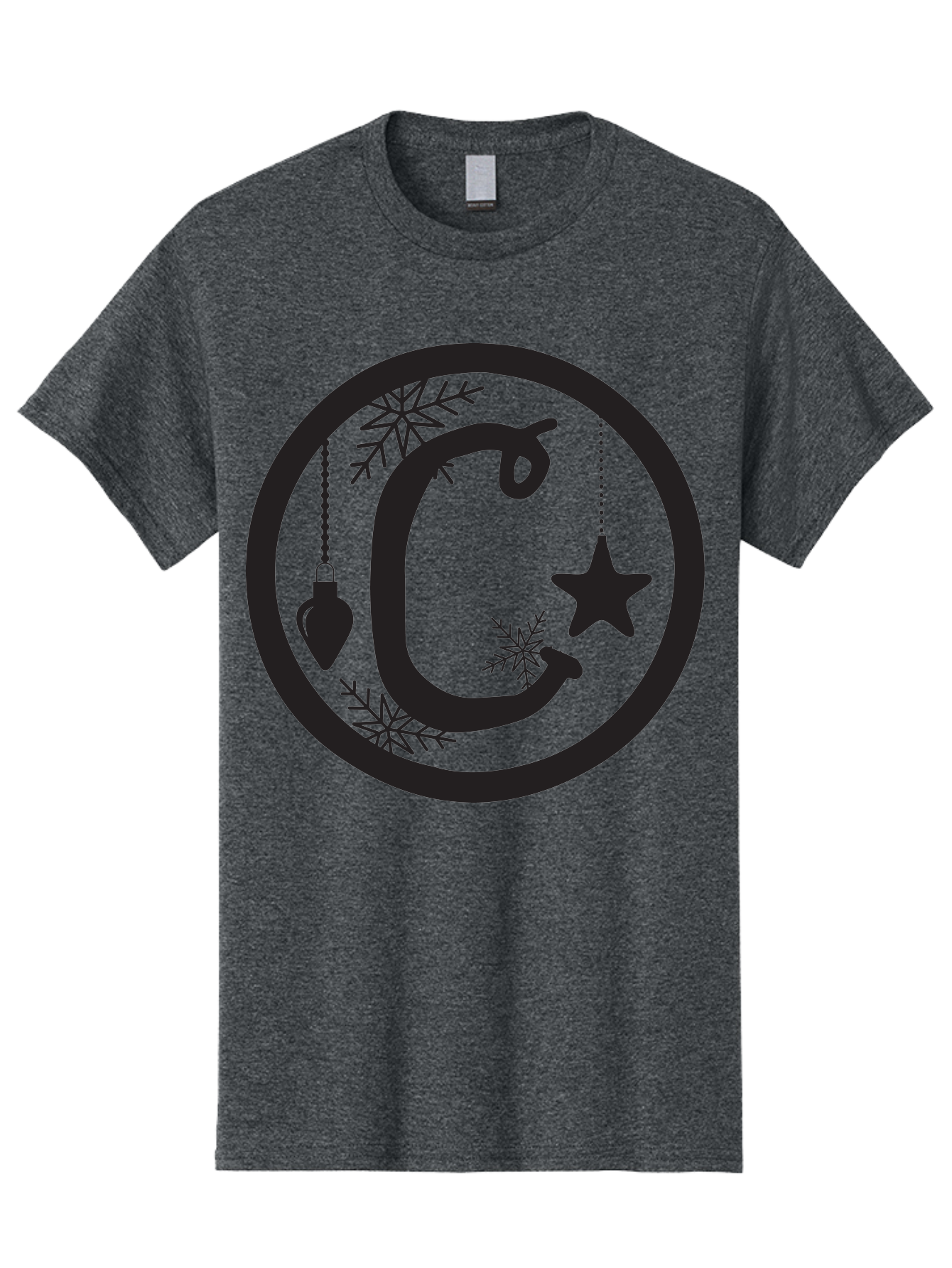 C Men'S Graphic Tee, 100% Cotton, Comfortable Casual Summer Wear, Machine Washable, Christmas Ornaments, Hanging Decorations, Christmas Tree, Festive Season, Holiday Decor, Winter Wonderland, Snowflakes, Christmas Star, Bauble, Christmas Theme Aac557
