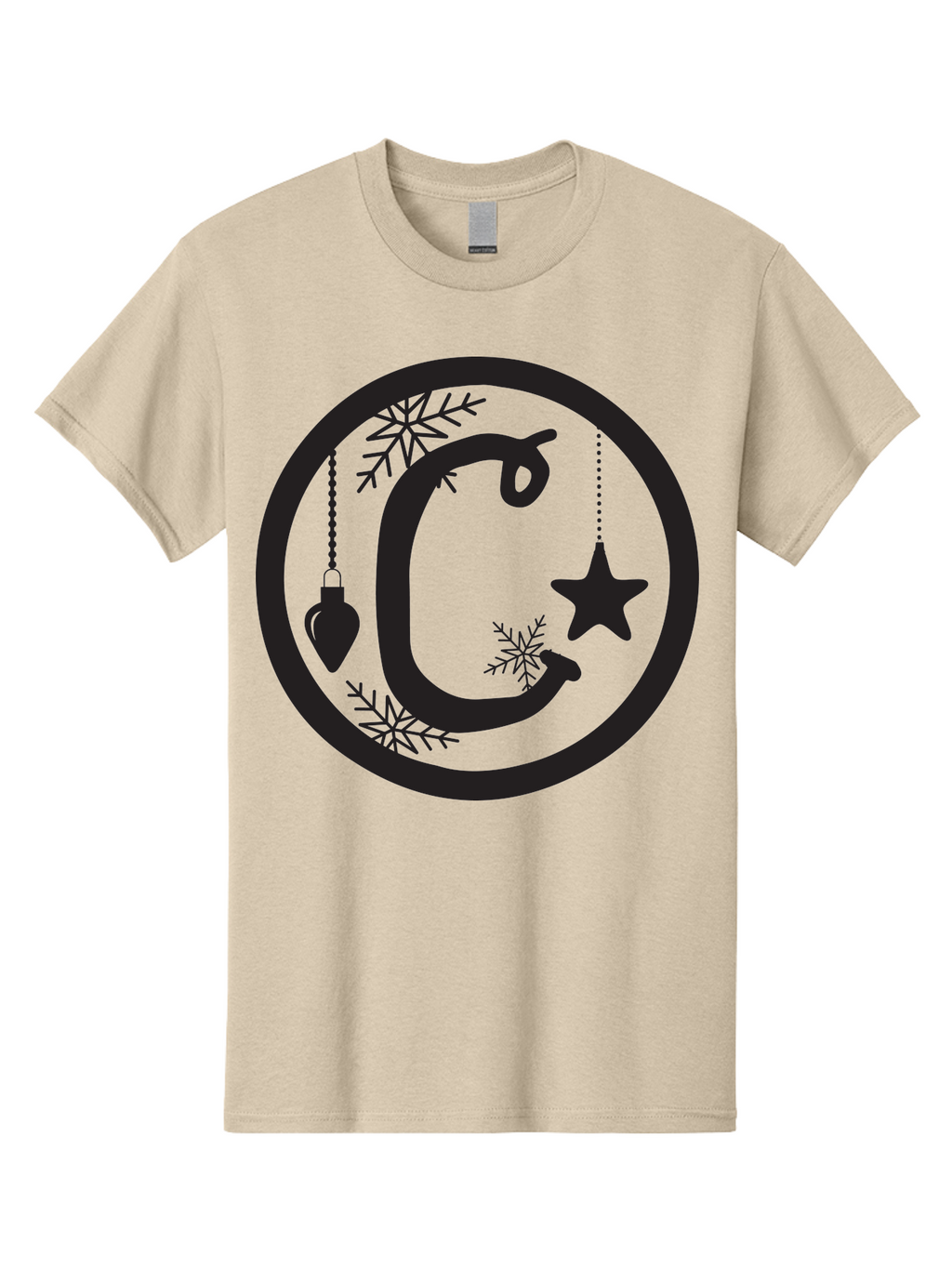 C Men'S Graphic Tee, 100% Cotton, Comfortable Casual Summer Wear, Machine Washable, Christmas Ornaments, Hanging Decorations, Christmas Tree, Festive Season, Holiday Decor, Winter Wonderland, Snowflakes, Christmas Star, Bauble, Christmas Theme Aac557