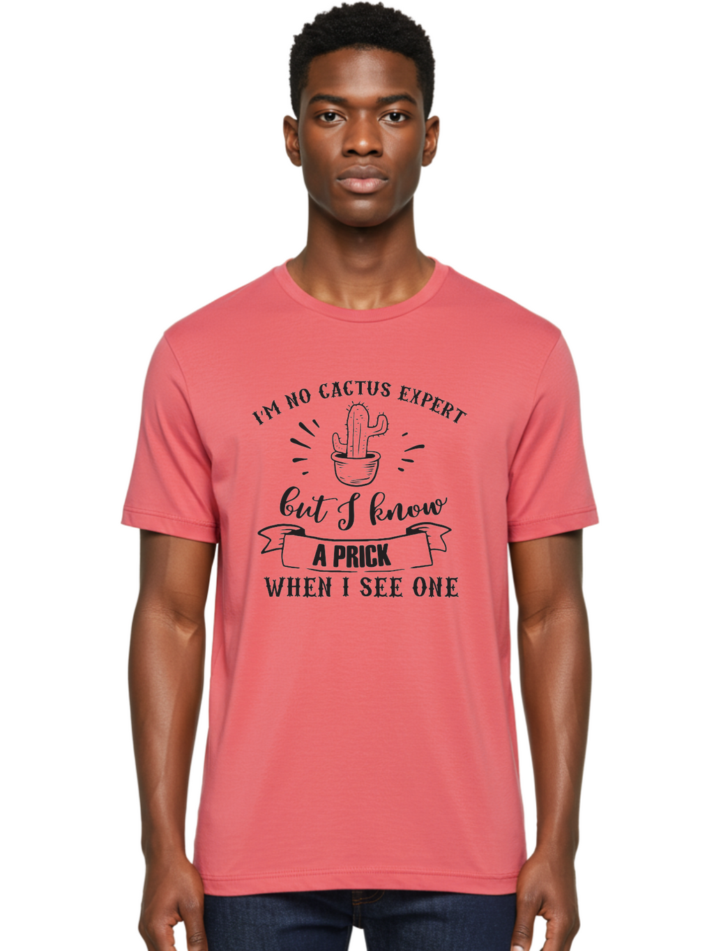 Cactus-Expert Men'S Graphic Tee, 100% Cotton, Comfortable Casual Summer Wear, Machine Washable, Funny Cactus Quote, Sarcastic Saying, Humorous Graphic, Cactus Illustration, Witty Phrase, Sassy Design, Playful Pun Aac558