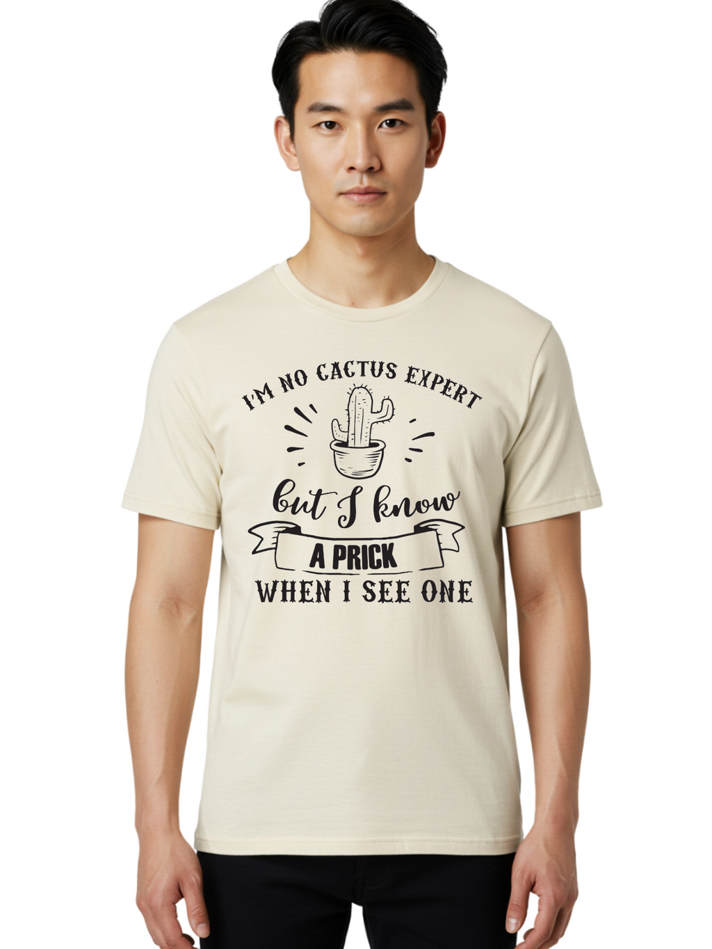 Cactus-Expert Men'S Graphic Tee, 100% Cotton, Comfortable Casual Summer Wear, Machine Washable, Funny Cactus Quote, Sarcastic Saying, Humorous Graphic, Cactus Illustration, Witty Phrase, Sassy Design, Playful Pun Aac558