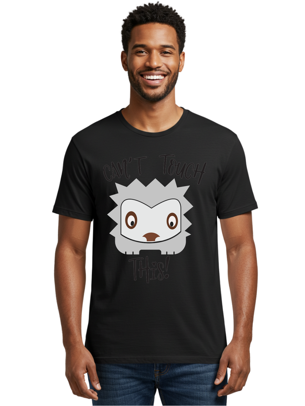 Can-T-Touch-This-Hedgehog Men'S Graphic Tee, 100% Cotton, Comfortable Casual Summer Wear, Machine Washable, Funny Hedgehog, Cartoon Character, Cute Animal, Humorous Illustration, Playful Design, Prickly Creature, Can'T Touch This Aac564
