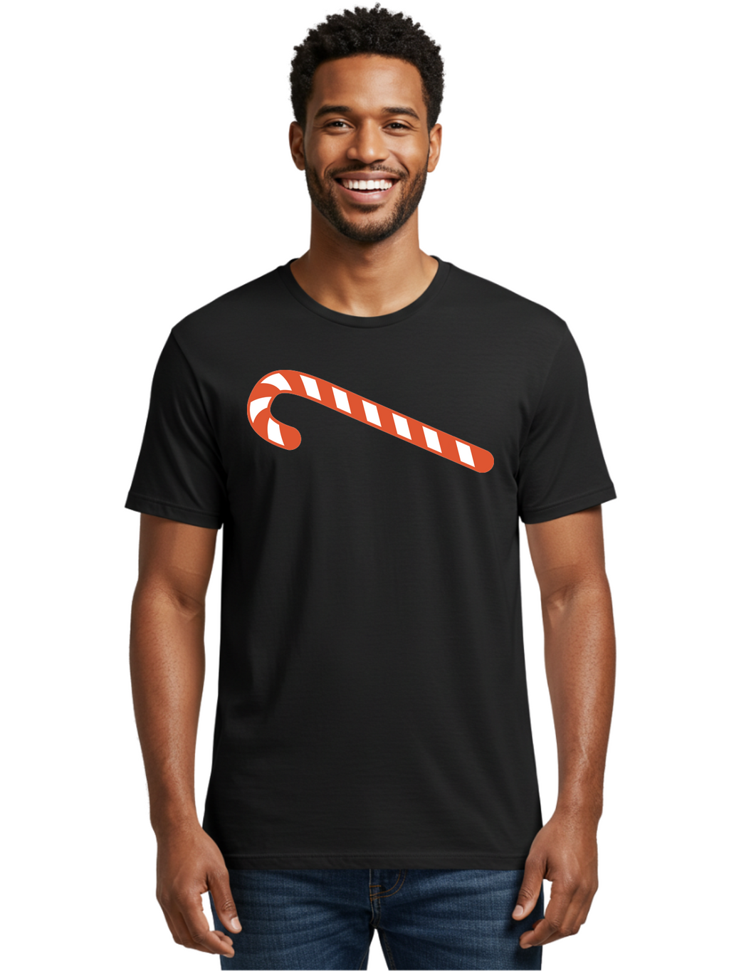 Candy-Cane Men'S Graphic Tee, 100% Cotton, Comfortable Casual Summer Wear, Machine Washable, Striped Candy Cane, Christmas Treat, Festive Holiday Symbol, Red And White Stripes, Sweet Holiday Tradition, Seasonal Delight Aac565