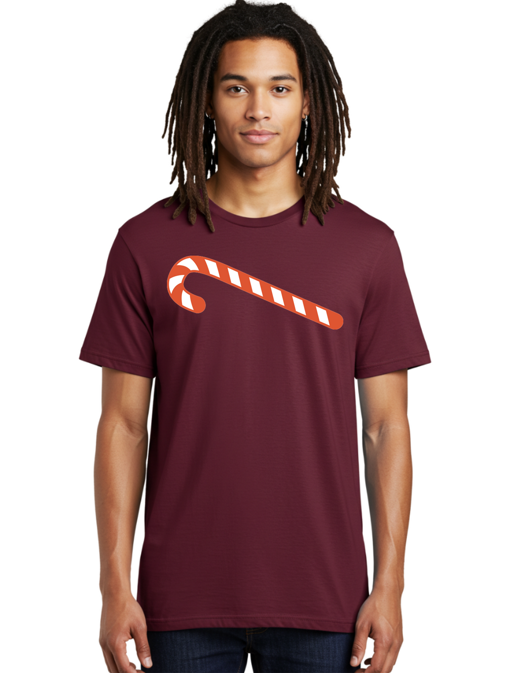 Candy-Cane Men'S Graphic Tee, 100% Cotton, Comfortable Casual Summer Wear, Machine Washable, Striped Candy Cane, Christmas Treat, Festive Holiday Symbol, Red And White Stripes, Sweet Holiday Tradition, Seasonal Delight Aac565