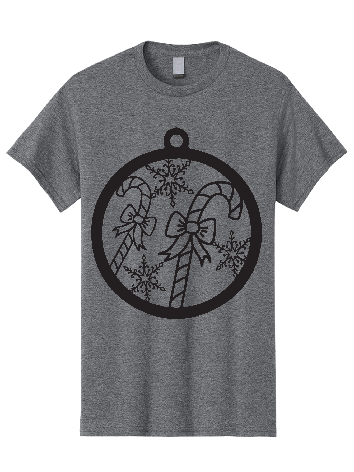 Candy-Canes-Ornament Men'S Graphic Tee, 100% Cotton, Comfortable Casual Summer Wear, Machine Washable, Candy Canes With Bows, Christmas Ornaments, Festive Holiday Decor, Winter Wonderland Theme, Snowflakes, Holiday Cheer, Aac566