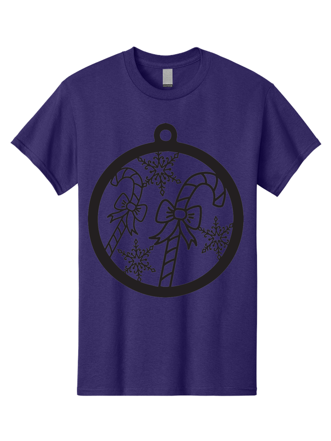 Candy-Canes-Ornament Men'S Graphic Tee, 100% Cotton, Comfortable Casual Summer Wear, Machine Washable, Candy Canes With Bows, Christmas Ornaments, Festive Holiday Decor, Winter Wonderland Theme, Snowflakes, Holiday Cheer, Aac566