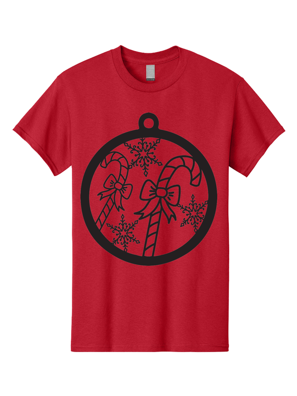 Candy-Canes-Ornament Men'S Graphic Tee, 100% Cotton, Comfortable Casual Summer Wear, Machine Washable, Candy Canes With Bows, Christmas Ornaments, Festive Holiday Decor, Winter Wonderland Theme, Snowflakes, Holiday Cheer, Aac566