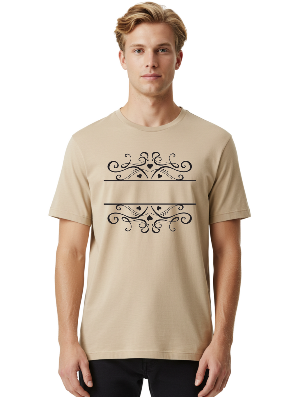 Card-Suit-Ornate-Frames Men'S Graphic Tee, 100% Cotton, Comfortable Casual Summer Wear, Machine Washable, Playing Card Suits, Hearts, Clubs, Diamonds, Spades, Ornate Designs, Decorative Frames, Floral Patterns, Vintage Style, Casino Theme Aac569