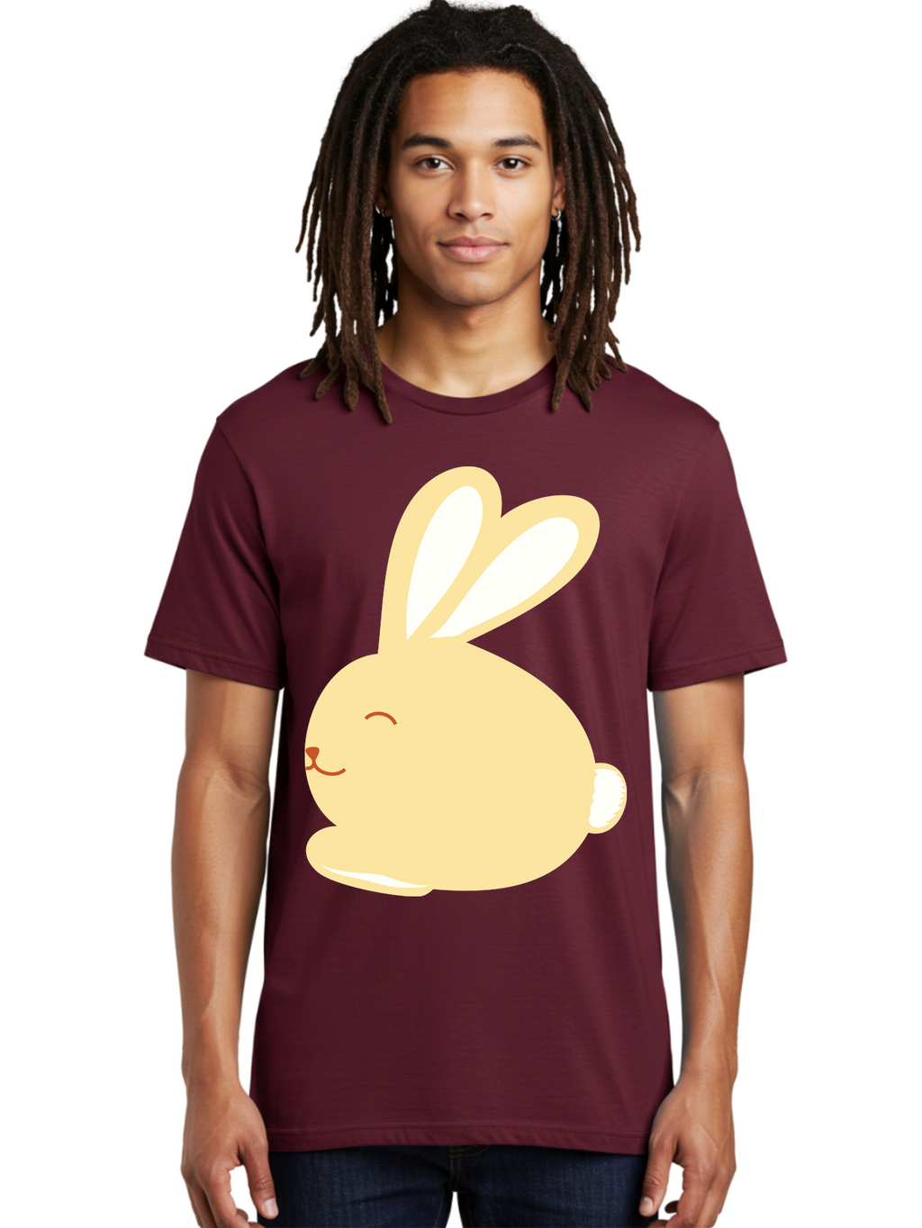 Cartoon-Bunny Men'S Graphic Tee, 100% Cotton, Comfortable Casual Summer Wear, Machine Washable, Cute Rabbit, Cartoon Character, Yellow Bunny, Fluffy Animal, Adorable Creature, Sweet Face, Kawaii Art Aac570