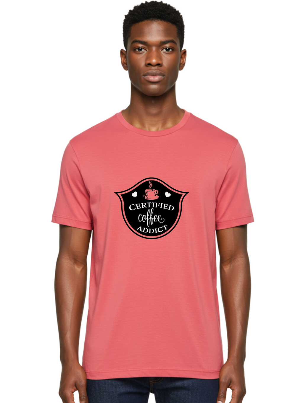 Certified-Coffee-Addict Men'S Graphic Tee, 100% Cotton, Comfortable Casual Summer Wear, Machine Washable, Coffee Lover, Coffee Addiction, Coffee Enthusiast, Coffee Culture, Caffeine Fix, Morning Coffee, Coffee Obsession Aac571