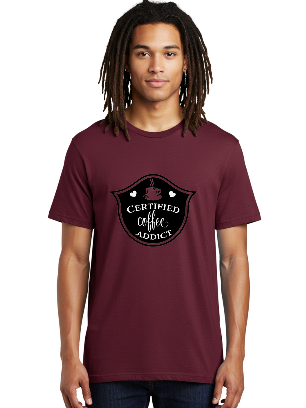 Certified-Coffee-Addict Men'S Graphic Tee, 100% Cotton, Comfortable Casual Summer Wear, Machine Washable, Coffee Lover, Coffee Addiction, Coffee Enthusiast, Coffee Culture, Caffeine Fix, Morning Coffee, Coffee Obsession Aac571