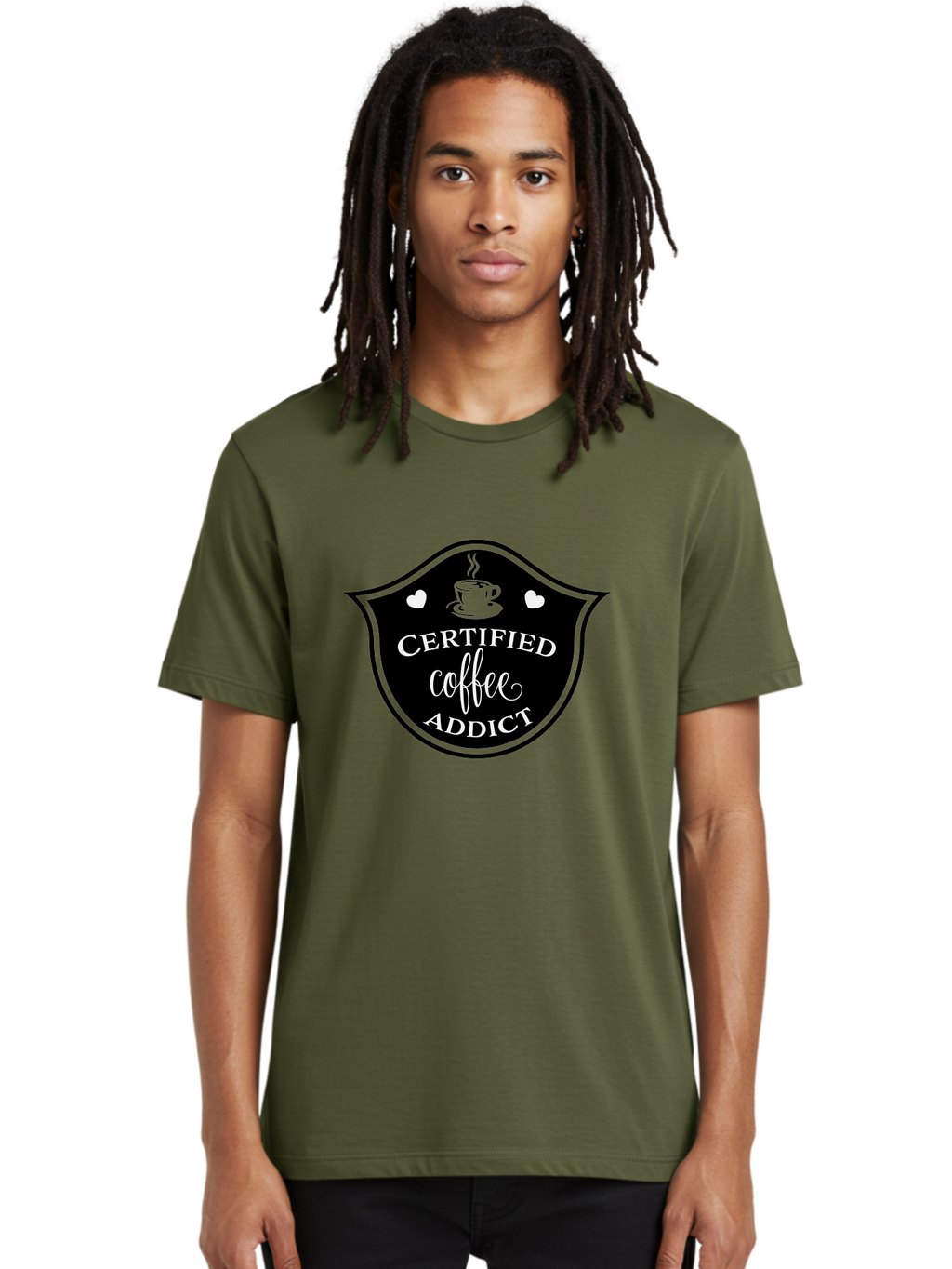 Certified-Coffee-Addict Men'S Graphic Tee, 100% Cotton, Comfortable Casual Summer Wear, Machine Washable, Coffee Lover, Coffee Addiction, Coffee Enthusiast, Coffee Culture, Caffeine Fix, Morning Coffee, Coffee Obsession Aac571
